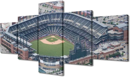Vista 66 de Busch Stadium Baseball Home Decor St. Louis, Missouri Cityscape - Pósteres e impresiones artísticas de pared de 5 piezas de estadios de béisbol