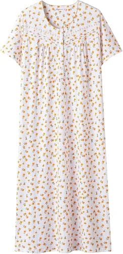 Vista 25 de Keyocean - Camisones para mujer, suaves, 100% algodón, mangas cortas, cómodas, camisolas de dormir para damas Floral azul
