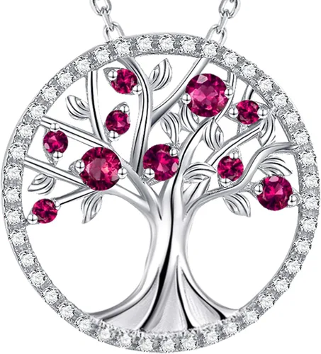 Vista 22 de Collar de árbol de la vida para mujer, collar de perlas esmeralda piedras natales de mayo, junio, para esposa, mamá, regalos de cumpleaños