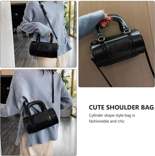Vista 6 de ValiCLUD - Bolsa de moda para bolso retro con forma de cilindro, Negro), 483