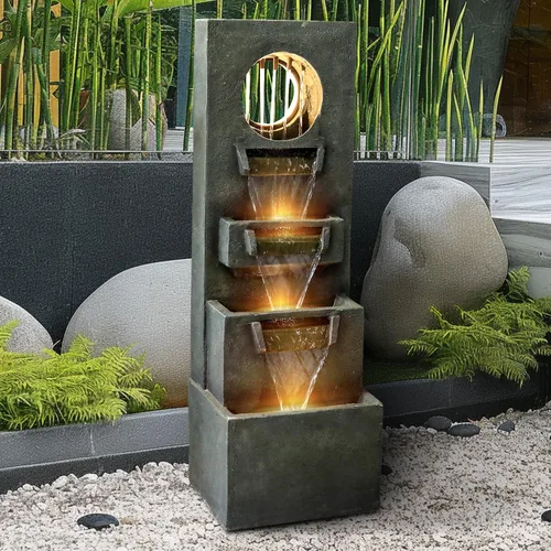 Vista 7 de Fuente moderna para exteriores de 40 pulgadas de alto, 4 fuentes de jardín Crocks con diseño contemporáneo para jardín, patio, terraza, porche