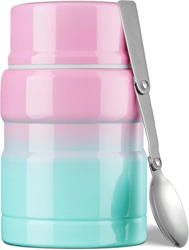 Vista 16 de Charcy Termo de 17oz para alimentos calientes, contenedor de comida aislado para almuerzo con cuchara plegable QB - Negro