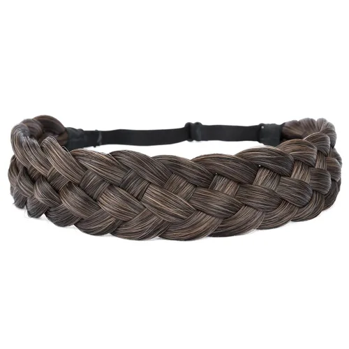 Vista 13 de Diadema clásica de cabello sintético trenzado de 5 hebras, trenzas gruesas y anchas, extensión de cabello con elástico para mujeres y niñas
