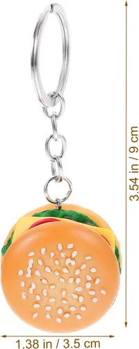 Vista 7 de jojofuny 4 llaveros de hamburguesa 3D con colgante de hamburguesa con queso, llavero de simulación de alimentos, para bolsas de puré, para recuerdos