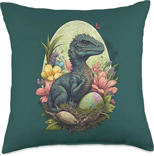 Vista 4 de Raptor, T-rex Bunny Ears Egg Easter Day Dinosaur Almohada para niños Dino