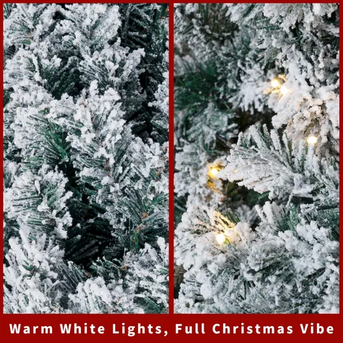 Vista 7 de Árbol de Navidad de 5 pies con luz, árbol de Navidad artificial de nieve