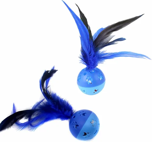 Vista 3 de BeeSpring Pelotas interactivas para gatos de juguete con campana fuerte en el interior (2 unidades, azul)