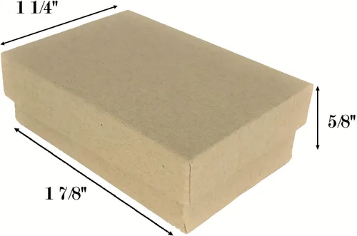 Vista 3 de 888 Display - Caja de 100 cajas de 1 78" x 1 14" 58" Kraft marrón mate acabado cajas de joyería rellenas de algodón