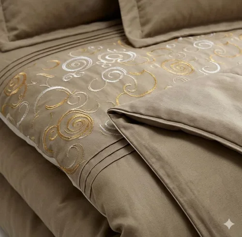 Vista 4 de Royal Bedding Ginebra - Juego de funda de edredón bordada de 3 piezas, tamaño King/California King, 100% algodón, 300 hilos