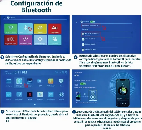 Vista 14 de Wielio Proyector inteligente 2026 Android TV con WiFi 6 y Bluetooth 5.0