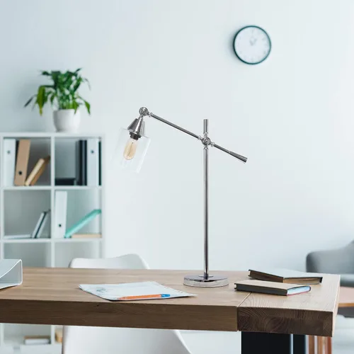 Vista 3 de Elegant Designs LD1030-CHR - Lámpara de mesa moderna con brazo inclinable industrial de 28 pulgadas, cromada