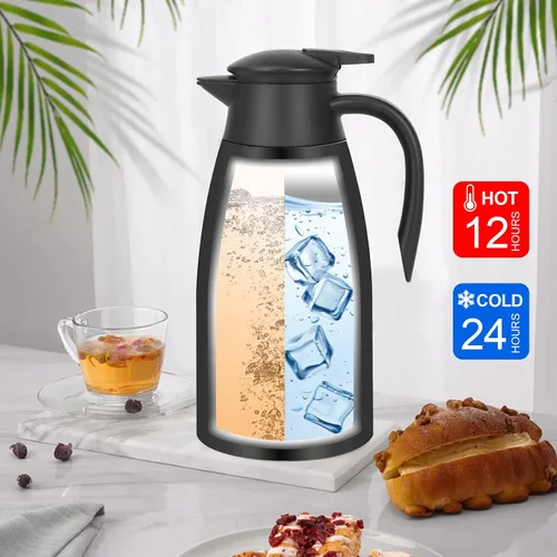 Vista 3 de Jarra térmica de café de 70 onzas, termo de café aislado de acero inoxidable, jarras de café al vacío para mantener el calor, botella de vacío