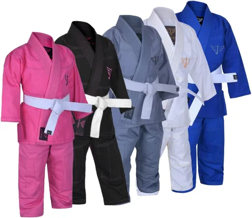 Vista 6 de Jayefo JIU Jitsu GI para niños y niñas, IBJJF Legal BJJ ligero, suave, preencogido, para niños y jóvenes, sin MMA, cinturón blanco