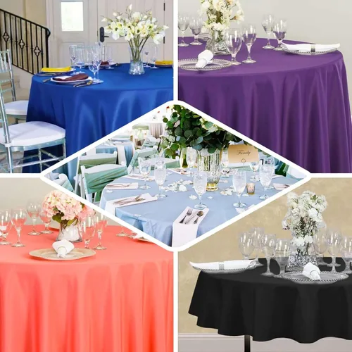 Vista 4 de Efavormart - Mantel redondo de poliéster de 90 pulgadas sin costuras de calidad comercial para banquetes de boda, restaurante