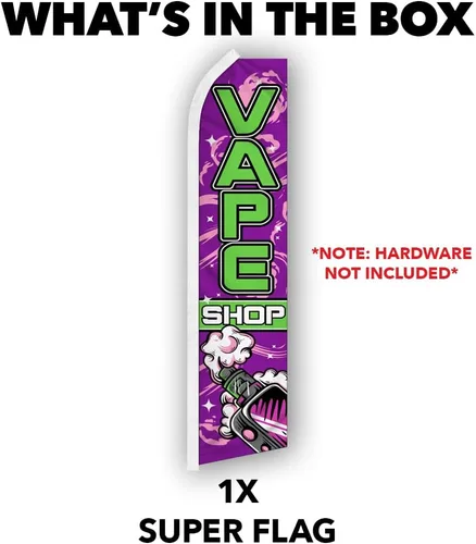 Vista 3 de Infinity Republic Vape Shop - Bandera de plumas de Swooper púrpura y verde, 11.5 x 2.5 pulgadas, perfecta para tiendas de vapeo, uso al aire libre