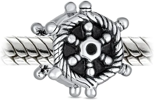 Vista 2 de Nautical Vacation Travel Boat Ship Wheel Rope Anchor Tropical Ocean Blue Waves Charm Bead For Women Teen .925 Sterling Silver Fits European Bracelet
