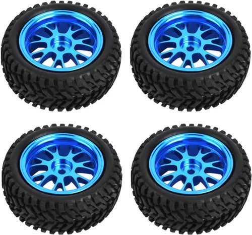 Vista 6 de DAUERHAFT 4 neumáticos RC Crawler, neumáticos RC de 1. 7 pulgadas, neumáticos de goma RC, neumáticos de automóvil 1/18, neumáticos y ruedas RC