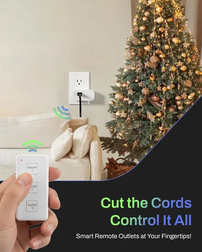 Vista 2 de BN-LINK Interruptor de salida de control remoto inalámbrico – Kit de 3 salidas con control remoto magnético y soporte de montaje en pared, enchufes