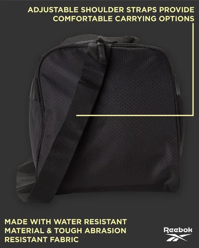 Vista 4 de Reebok Bolsa de lona - Warrior II Sports Gym Bag - Ligero de mano en el fin de semana equipaje nocturno para viajes, playa, yoga, negro rosa dorado