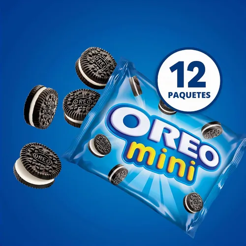 Vista 4 de OREO Mini galletas sándwich de chocolate, 12 paquetes de aperitivos