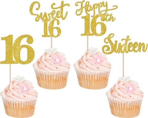 Vista 48 de Rsstarxi Paquete de 24 adornos con purpurina para cupcakes de 30 cumpleaños, treinta y 30 fabulosas selecciones de cupcakes, decoraciones para feliz