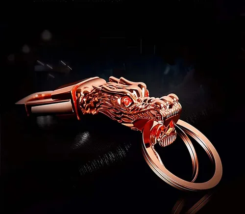 Vista 5 de Dragon Loong - Llavero de metal de aleación de zinc resistente para hombres y mujeres con caja de regalo