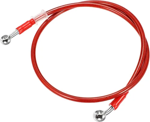 Vista 15 de X AUTOHAUX 19.7 in 19.69 "Longitud 0.394 in ID motocicleta freno hidráulico tubo manguera aceite 28 ° 0 ° cable trenzado de acero inoxidable