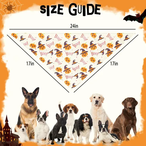 Vista 2 de PUPTECK Bandanas de Halloween para perros, 4 unidades, disfraces suaves para mascotas, bufandas triangulares, accesorios para mascotas para perros