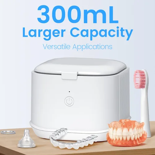 Vista 2 de Limpiador Ultrasónico de Retenedores, Máquina Limpiadora Ultrasónica de Dentaduras de 50kHz para Alineadores, Protectores Nocturnos, Brackets, Joyas
