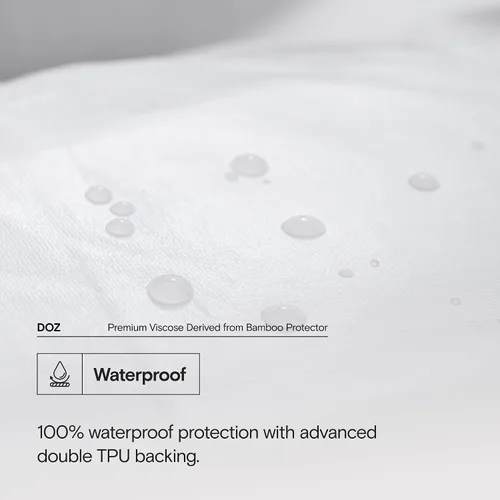 Vista 2 de DOZ - Protector de colchón, 100% viscosa derivada de bambú, funda de colchón de tela de aire 3D, 100% impermeable, ultrasuave, silenciosa, lavable a