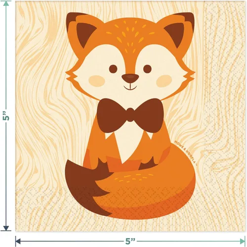Vista 4 de Woodland Animal Fox Party Pack - Platos de postre de papel, servilletas para bebidas, recortes colgantes y juego de cubierta de mesa (sirve 16)