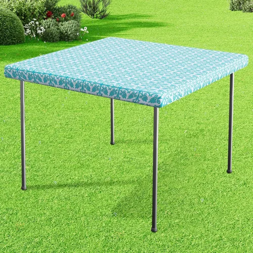 Vista 42 de Misaya - Mantel de vinilo rectangular, mantel elástico con respaldo de franela, 100% impermeable, cubierta de plástico para mesas plegables de 4
