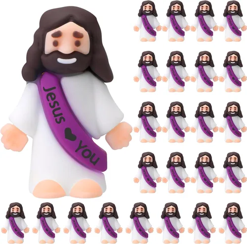 Vista 13 de Bememo 25 figuras de Jesús pequeñas figuras de Jesús, color blanco