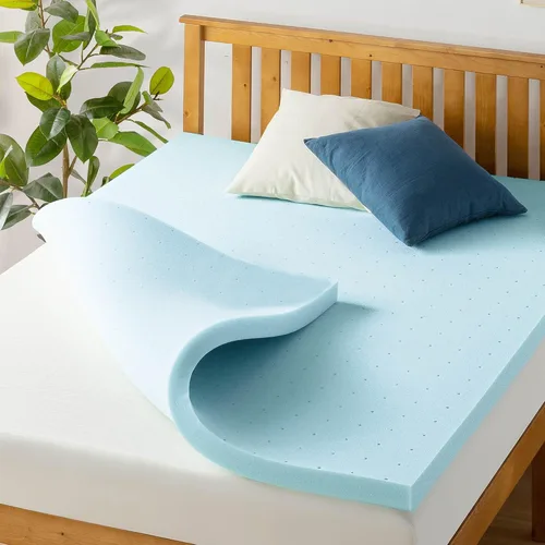 Vista 10 de Best Price Mattress - Cubrecolchón ventilado de espuma viscoelástica de 1.5 pulgadas, infusión de gel refrescante, certificado CertiPUR-US
