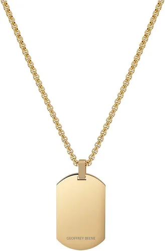 Vista 2 de Geoffrey Beene Collar con colgante de placa de perro grabable de acero inoxidable para hombre