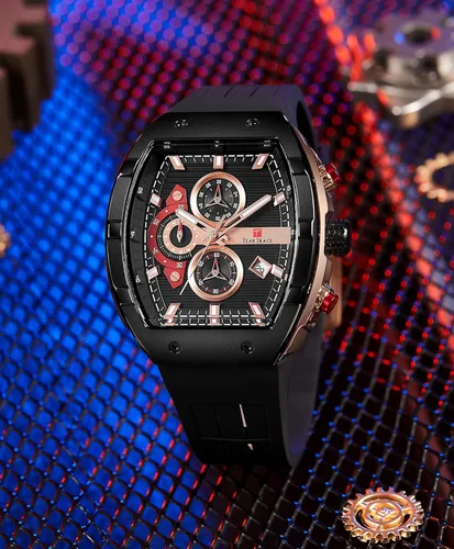 Vista 3 de Watches for Men Original Analog Quartz Waterproof Sport Mens Watches Tonneau Chronograph Luminous Fashion Unique Casual Watch with Silicone Strap
