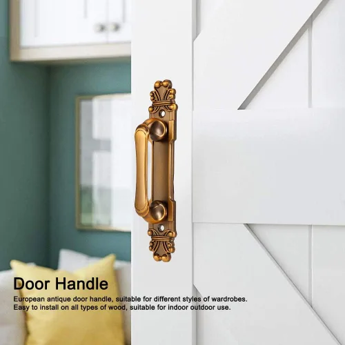 Vista 6 de Haofy Manija de puerta de estilo europeo, manijas de armario antiguas Manijas de puerta deslizante de metal para accesorios de armario de cajones