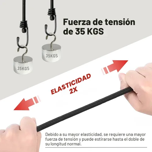 Vista 2 de BEXSLE Cuerdas Bungee con Ganchos, Correas Bungee Elásticas de Alta Resistencia para Exteriores, Sin Olor, Cuerda Bungee de Grado Industrial