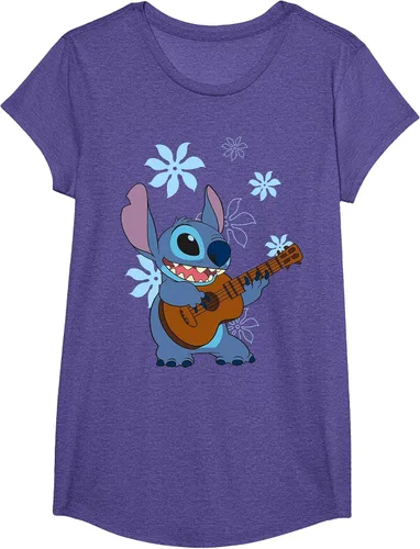 Vista 9 de Camiseta de danza floral Lilo & Stitch con ukelele para niñas Gris asfalto