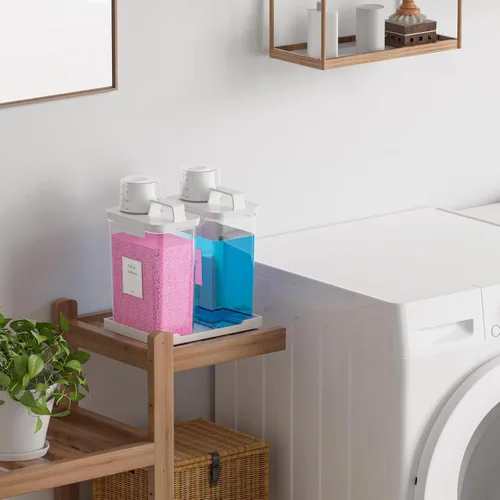 Vista 2 de Dispensador de Detergente para Ropa de 61 OZ, Paquete de 2 Dispensadores de Detergente Líquido, Dispensadores de Detergente de Plástico para Polvo
