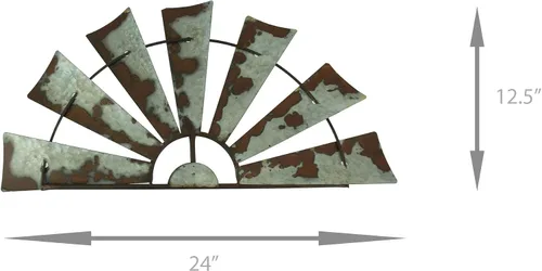 Vista 8 de Molino de viento escultura de pared, 24 pulgadas de metal galvanizado medio Gris