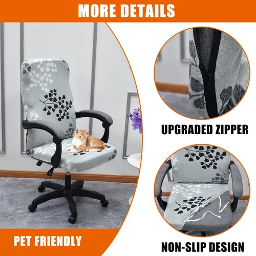 Vista 4 de CRFATOP - Funda para silla de oficina de computadora elástica con cremallera duradera - Funda universal giratoria para escritorio, funda de respaldo