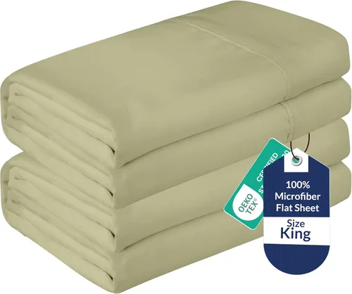 Vista 75 de Royale Linens Juego de 6 sábanas encimeras a granel, sábanas superiores, microfibra suave de 1800, resistente a las arrugas y a las manchas