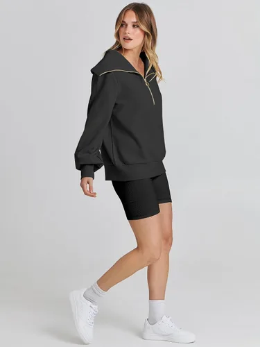 Vista 7 de ANRABESS Sudaderas con capucha para mujer, de gran tamaño, con cremallera de un cuarto, para adolescentes, niñas, ropa de moda Y2K