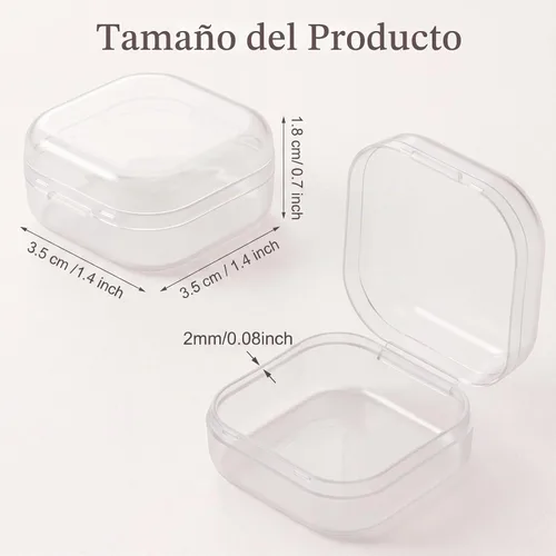 Vista 2 de 6 piezas de mini contenedores de almacenamiento de cuentas de plástico transparente para recolectar artículos pequeños, cuentas, joyas, tarjetas