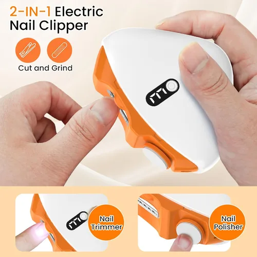 Vista 2 de Cortaúñas eléctrico para adultos y niños, recortador de uñas de seguridad recargable con pulido automático, silencioso de bajo ruido, cortador