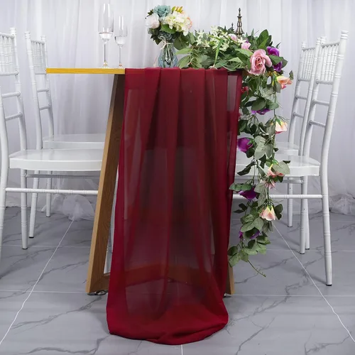 Vista 12 de DUOBAO Hot Pink Table Runner 10ft Chiffon Table Runner 29''x120'' Sheer Fabric for Wedding, Party, and Bridal Shower Decor