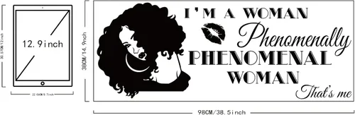 Vista 2 de SUPERDANT Calcomanía inspiradora para pared, con frase en inglés "I am a Phenomenal Woman Quotes Woman Avatar", diseño de motivación para mujer