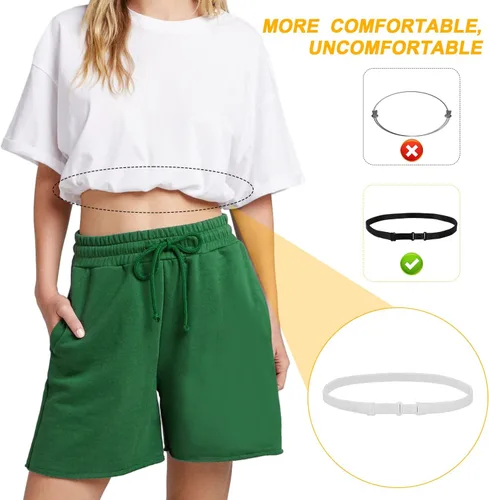 Vista 5 de 3 piezas de banda de cultivos ajustables para banda elástica para mujer, herramienta de cultivos para transformar tu estilo (negro + blanco)