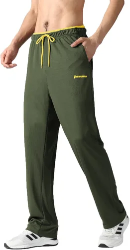 Vista 2 de FAVMARTHA Pantalones deportivos para hombre con bolsillos con cremallera, parte inferior abierta, pantalones deportivos para correr, entrenar